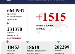 В Краснодарском крае выявили 1515 случаев заболевания COVID-19