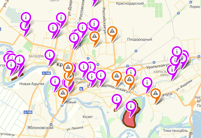 Карта краснодара с новостройками